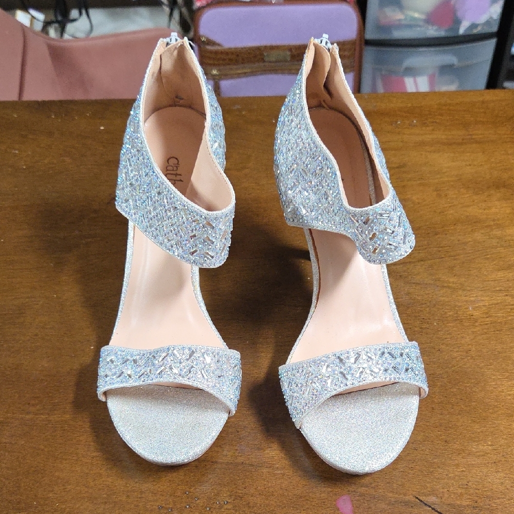 Cathy Jean Silver Sparkle Heels